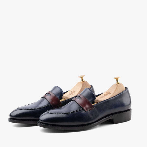 Cardiff Blue Burgundy Slip-On Shoes