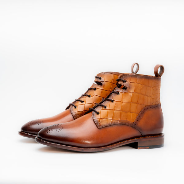 Fulham Tan Croco Boots