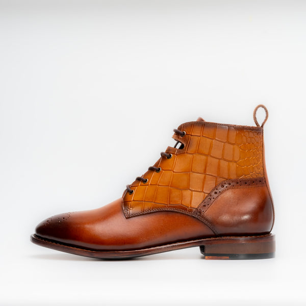 Fulham Tan Croco Boots