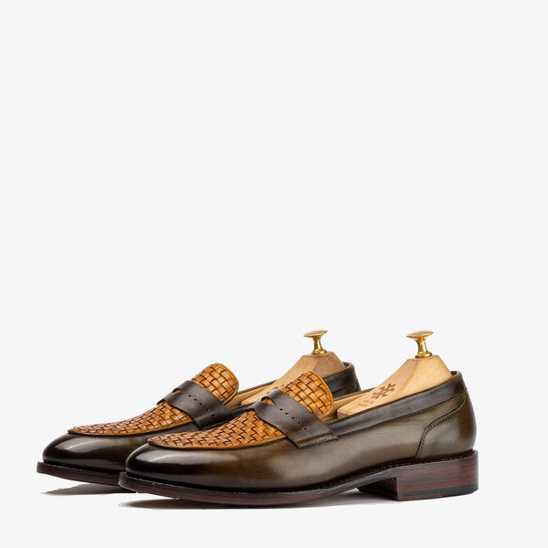 Abbey Woven Vamp Olive-Mustard