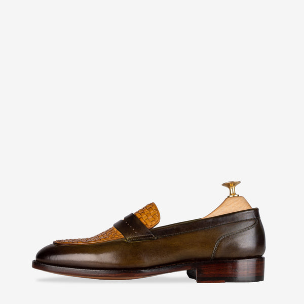 Abbey Woven Vamp Olive-Mustard
