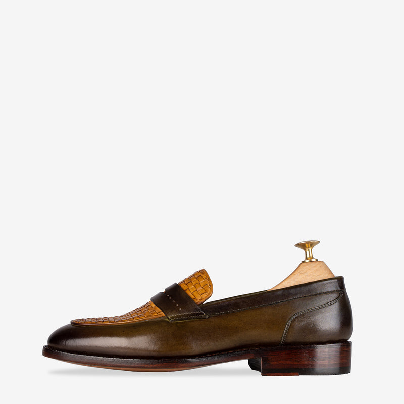 Abbey Woven Vamp Olive-Mustard