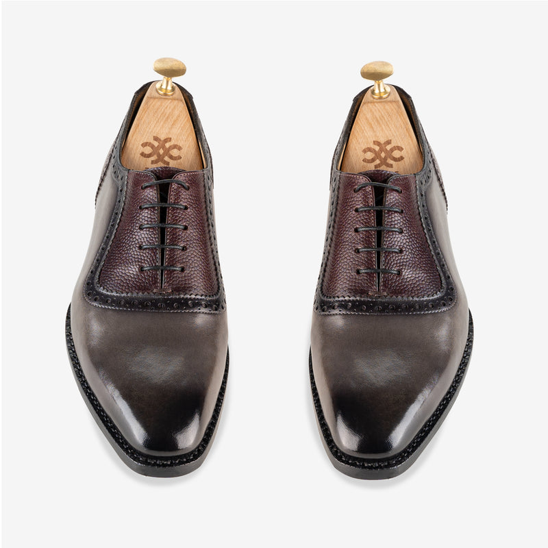 Peck-Ham Grey Burgundy Oxford Shoes
