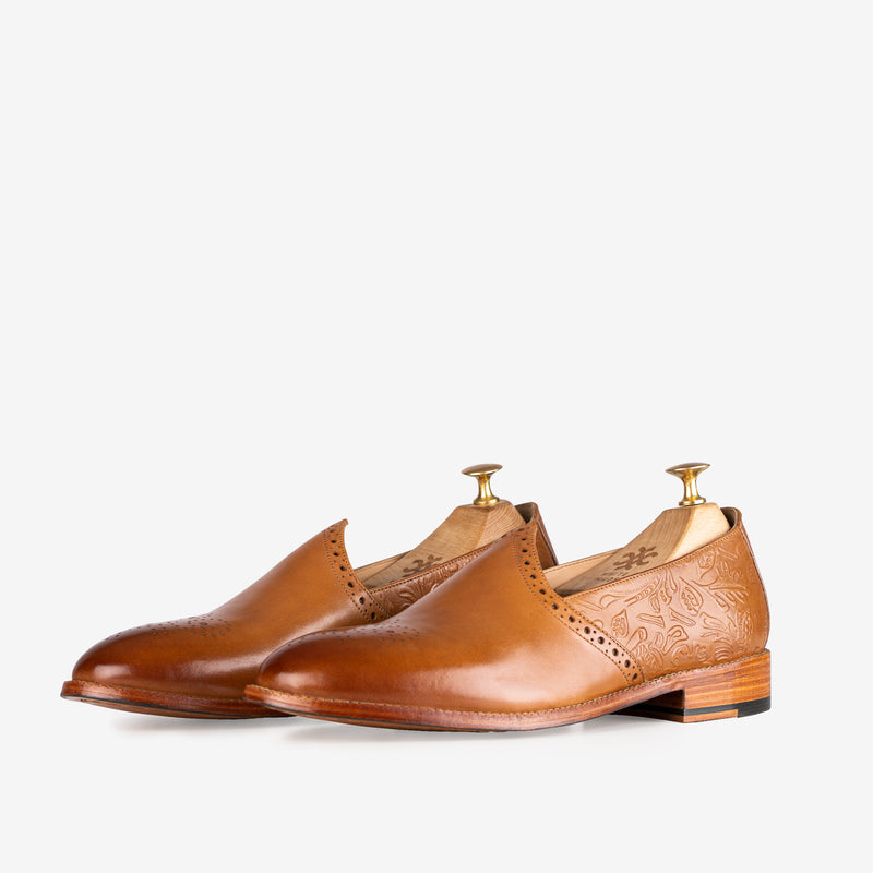 Sikar Semi Floral Tan Jutties