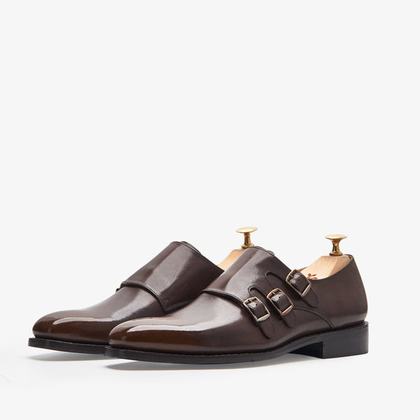 Tallin Burnt Brown Triple Monk Shoes