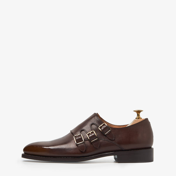 Tallin Burnt Brown Triple Monk Shoes
