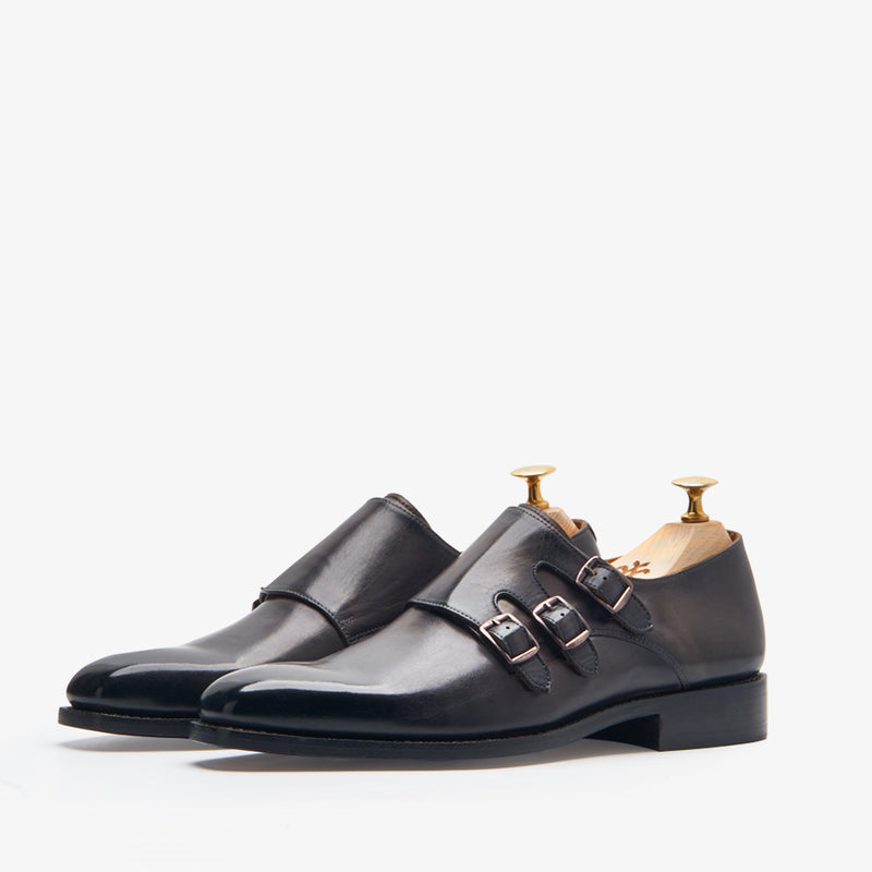 Tallin Smoked Grey Triple Monk Shoes